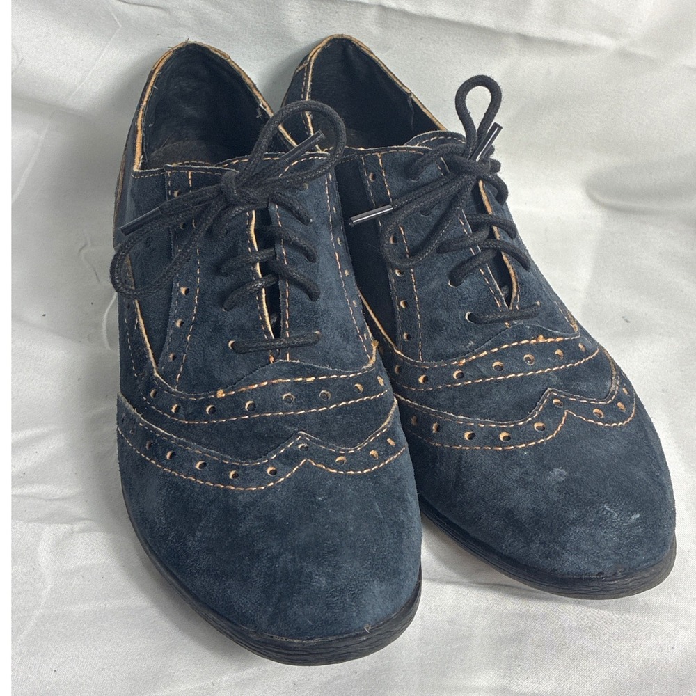 b.o.c. Born Concept Navy Blue Suede Wingtip Oxfords Lace Up Shoes C39034 SZ 7.5